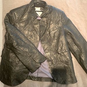 NWT Zadig and Voltaire Black Leather Blazer Size 6